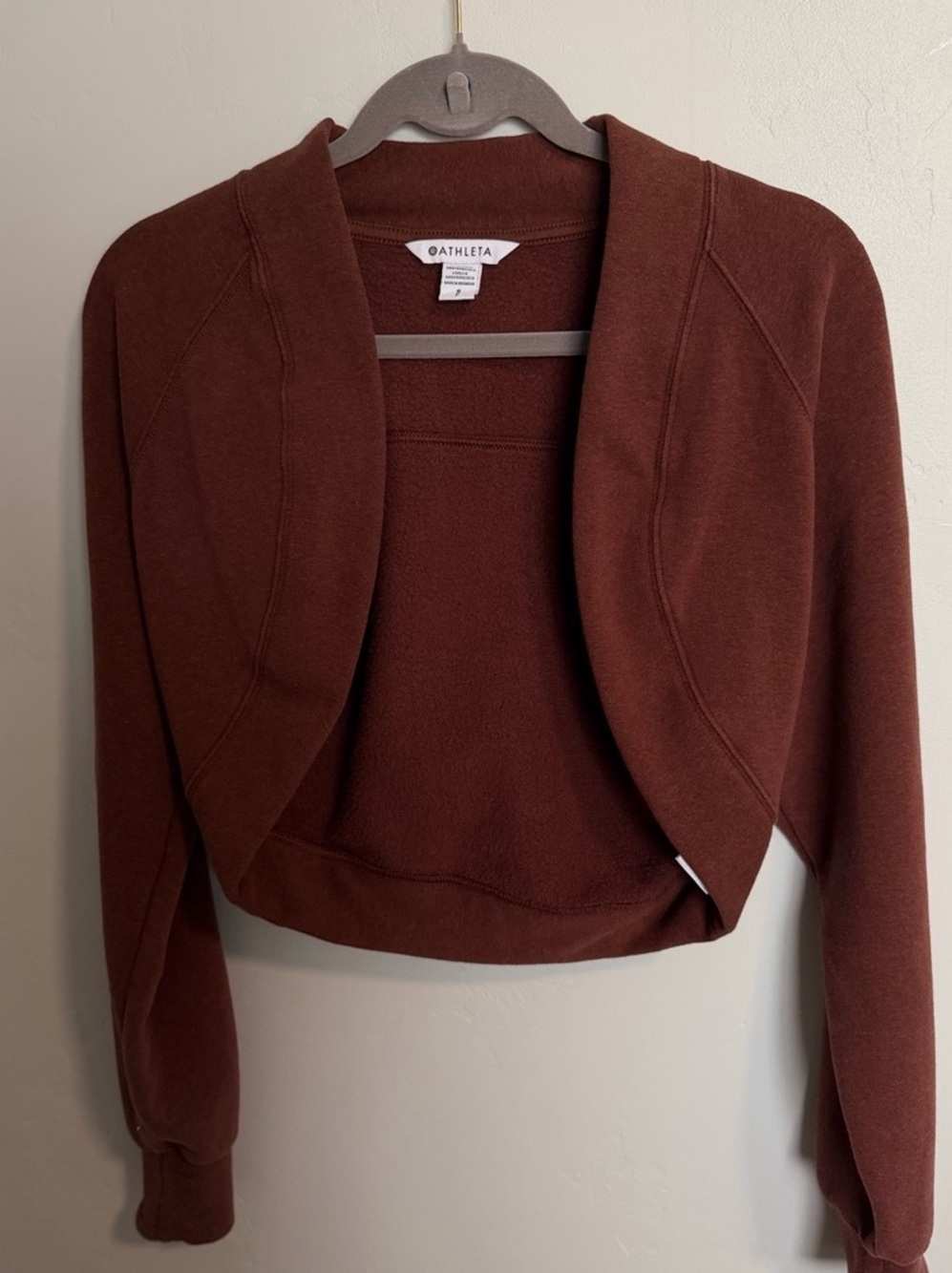Athleta Retroplush Crop Wrap Cardigan Burnt Orange
